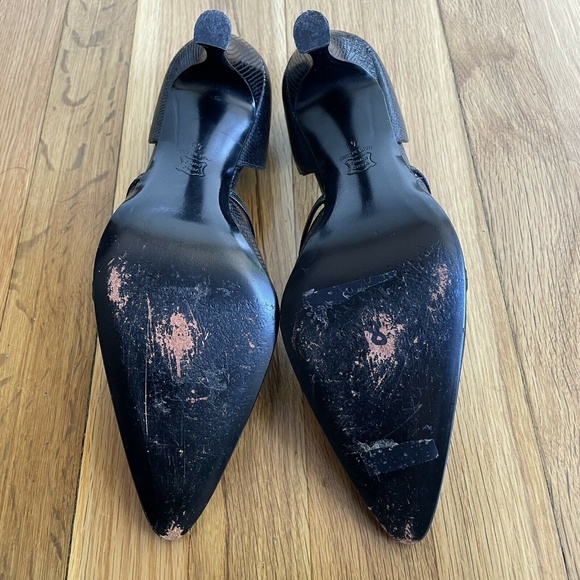 Giorgio Armani Vero Cuoio Black Leather Reptile Pumps Heel Shoes Italy - Picture 11 of 11